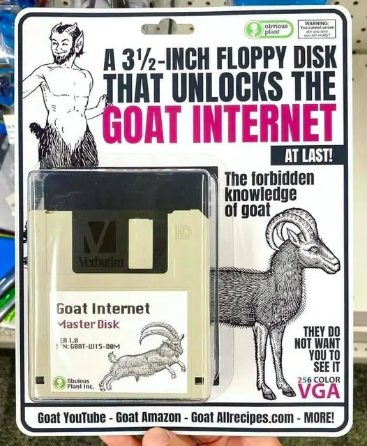 A floppy disk that unlocks the GOAT INTERNET